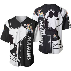 Miami Marlins Snoopy Lover 3D Printed Baseball Jersey