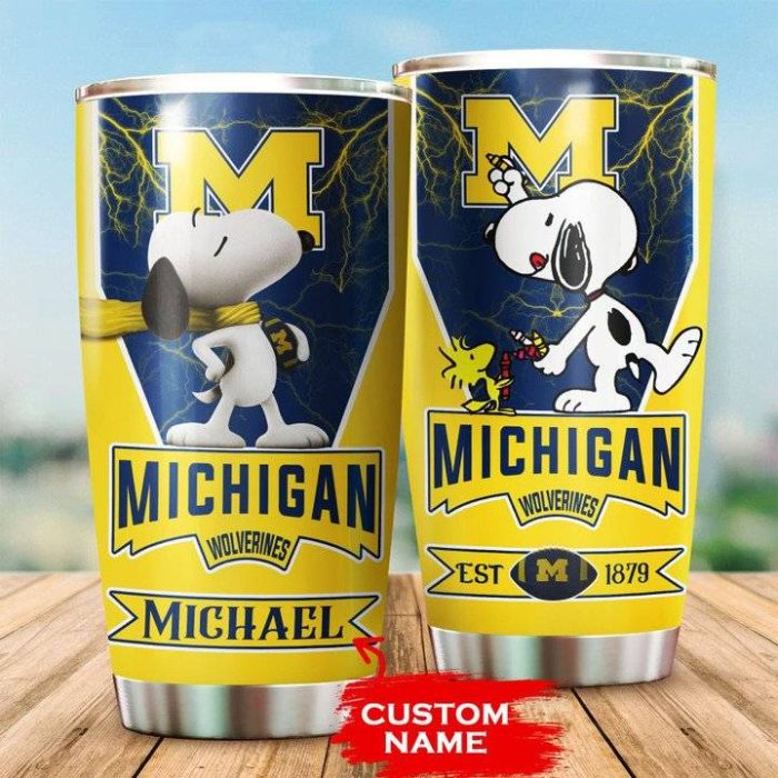 Michigan Wolverines Tumbler Snoopy NCAA Custom Name TB0944
