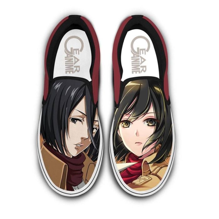 Mikasa Ackerman Slip On Shoes Custom Anime Attack On Tian Shoes