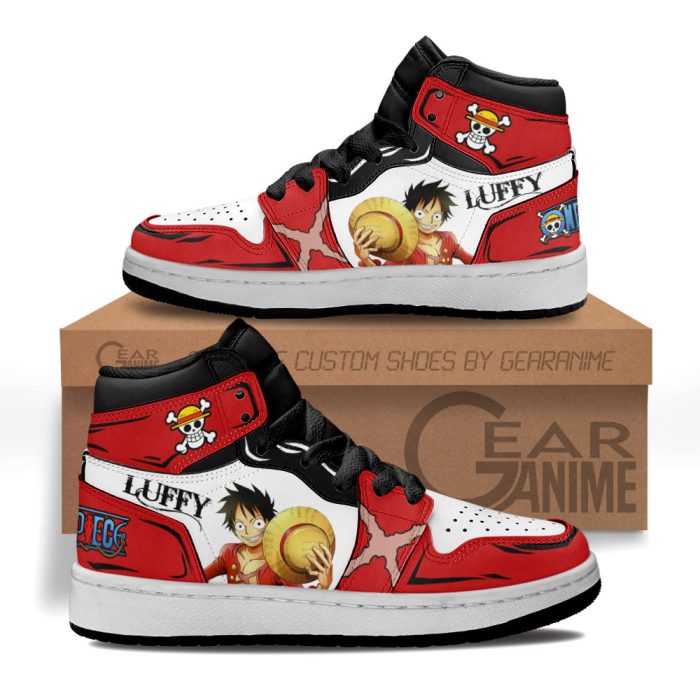 Monkey D Luffy Kids Sneakers Custom Anime One Piece Kids Jordan 1 Shoes