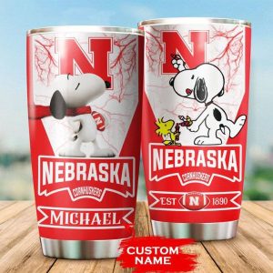Nebraska Cornhuskers Tumbler Snoopy NCAA Custom Name TB0037