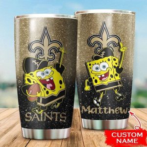 New Orleans Saints Custom Name Spongebob Squarepants Tumbler TB2445