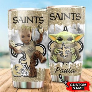 New Orleans Saints Grogu Groot Custom Name Tumbler TB2368