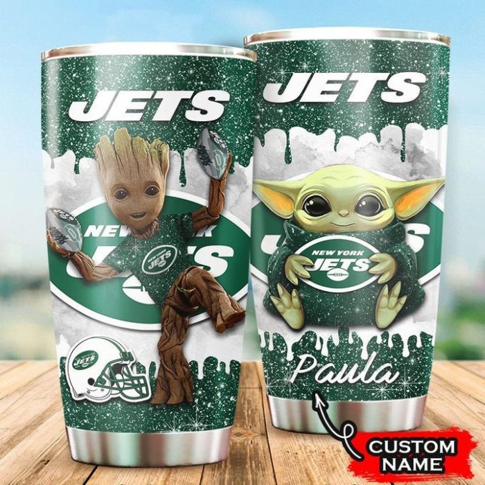 New York Jets Grogu Groot Custom Name Tumbler TB2402