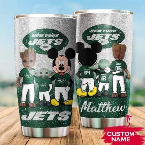 New York Jets Grogu Mickey Groot Custom Name Tumbler TB1836