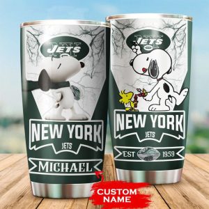 New York Jets Tumbler Snoopy NFL Custom Name TB2182
