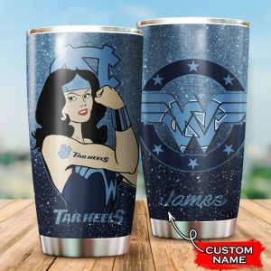 North Carolina Tar Heels Wonder Woman Custom Name Tumbler TB1585