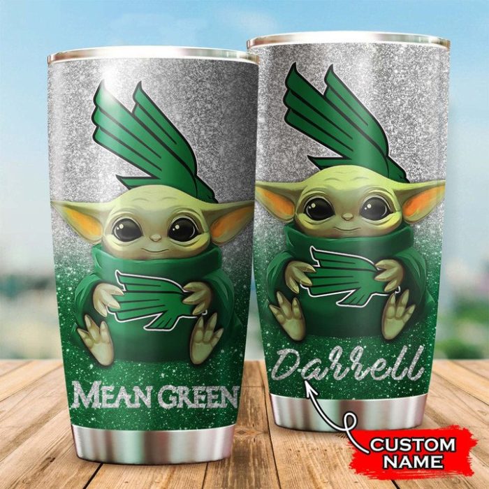 North Texas Mean Green Baby Yoda Custom Name Tumbler TB0089