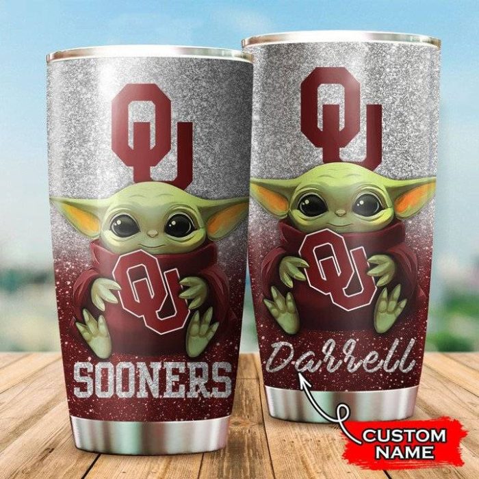 Oklahoma Sooners Baby Yoda Custom Name Tumbler TB0802