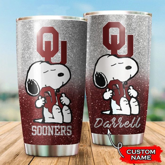 Oklahoma Sooners Snoopy Custom Name Tumbler TB1348