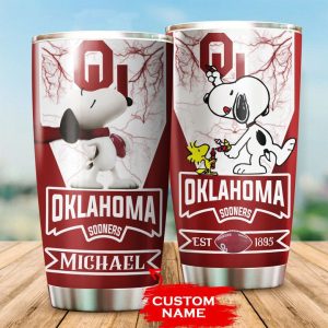 Oklahoma Sooners Tumbler Snoopy NCAA Custom Name TB2134