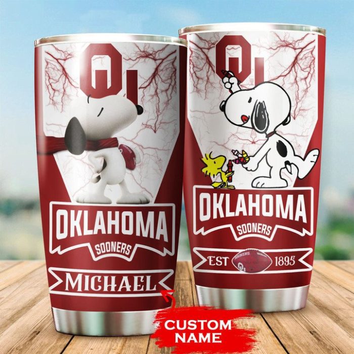 Oklahoma Sooners Tumbler Snoopy NCAA Custom Name TB2134