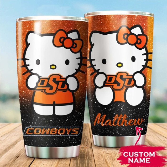 Oklahoma State Cowboys Hello Kitty Custom Name Tumbler TB0636