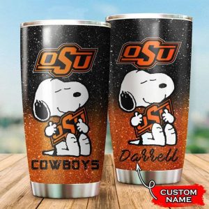 Oklahoma State Cowboys Snoopy Custom Name Tumbler TB1270