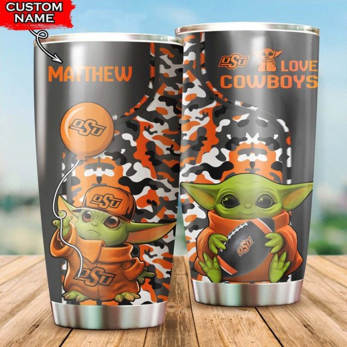 Oklahoma State Cowboys Tumbler Baby Yoda NCAA Custom Name TB2133