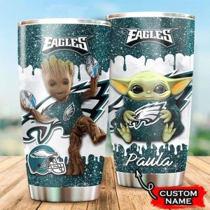 Philadelphia Eagles Grogu Groot Custom Name Tumbler TB2409