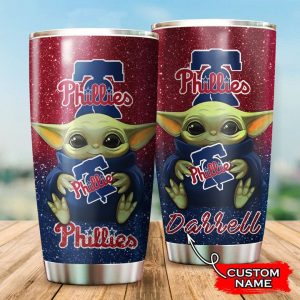 Philadelphia Phillies Baby Yoda Custom Name Tumbler TB0093