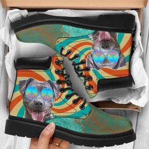 Pit Bull Dog Boots Shoes Funny Hippie Style