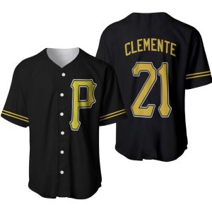 Pittsburgh Pirates Roberto Clemente #21 MLB Great Player Baseball Majestic Custom Black 2019 3D Designed Allover Gift For Pirates Fans Baseball Jersey
