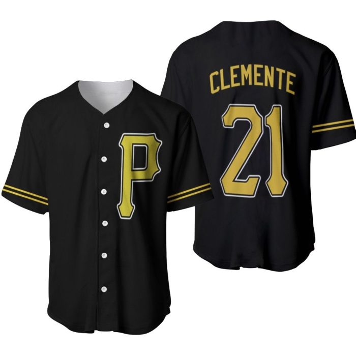 Pittsburgh Pirates Roberto Clemente #21 MLB Great Player Baseball Majestic Custom Black 2019 3D Designed Allover Gift For Pirates Fans Baseball Jersey