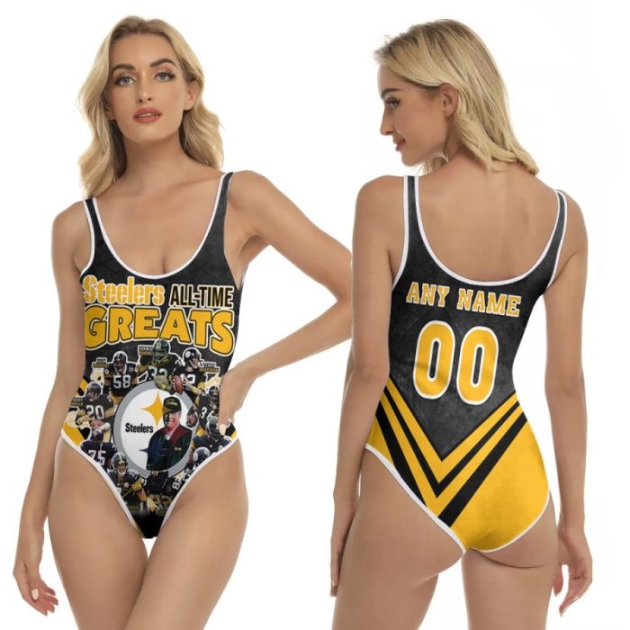 Pittsburgh Steelers All-Time Greats Legends Coach And Amazing Team NFL 3D With Custom Name Number For Steelers Fans One Piece Swimsuit