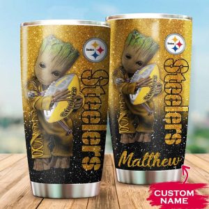 Pittsburgh Steelers Baby Groot Custom Name Tumbler TB1026
