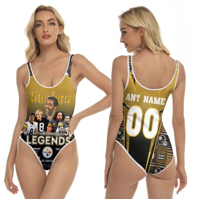 Pittsburgh Steelers Legends Jack Lambert Troy Polamalu Joe Greene Legendary Captain NFL 3D With Custom Name Number For Steelers Fans One Piece Swimsuit