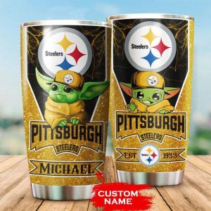 Pittsburgh Steelers Tumbler Baby Yoda NFL Custom Name TB0488