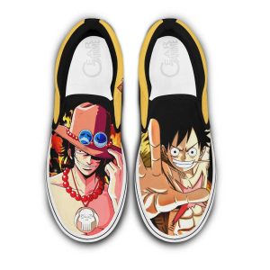 Portgas Ace and Luffy Slip On Shoes Custom Anime One Piece Shoes