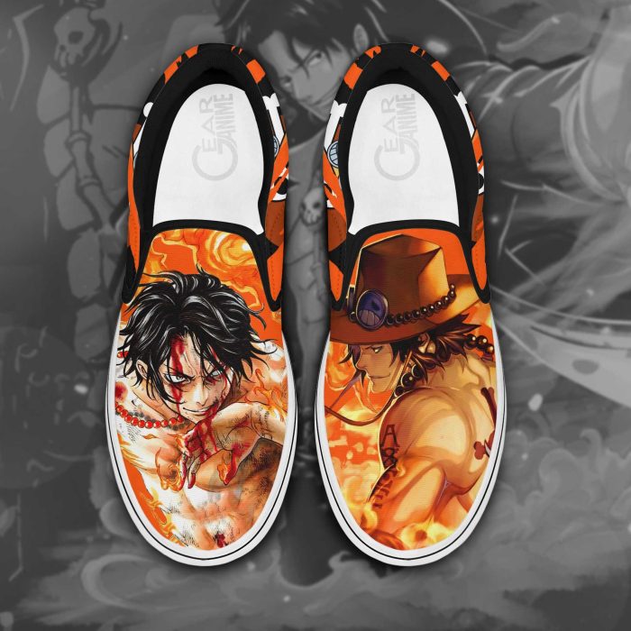 Portgas D Ace Slip On Shoes One Piece Custom Anime Shoes