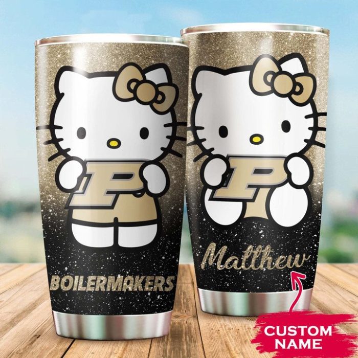 Purdue Boilermakers Hello Kitty Custom Name Tumbler TB1075