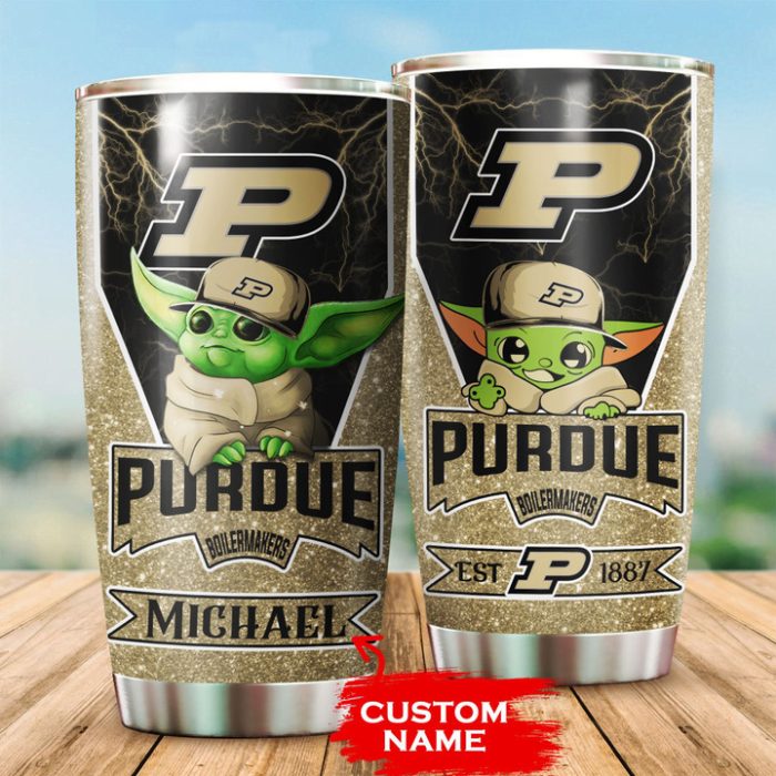 Purdue Boilermakers Tumbler Baby Yoda NCAA Custom Name TB0236