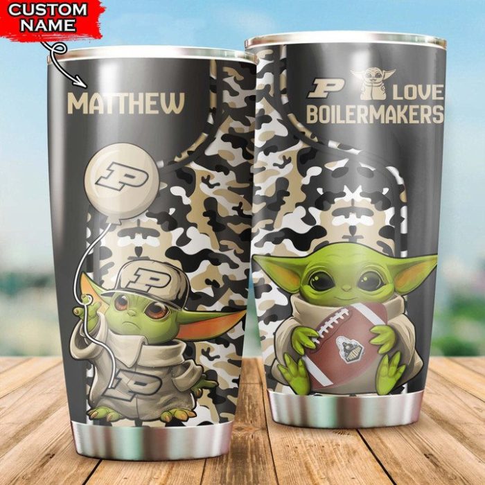 Purdue Boilermakers Tumbler Baby Yoda NCAA Custom Name TB2195