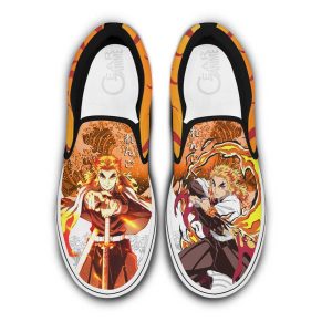 Rengoku Slip On Shoes Custom Anime Demon Slayer Shoes