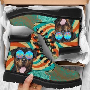 Rottweiler Dog Boots Shoes Hippie Style Funny