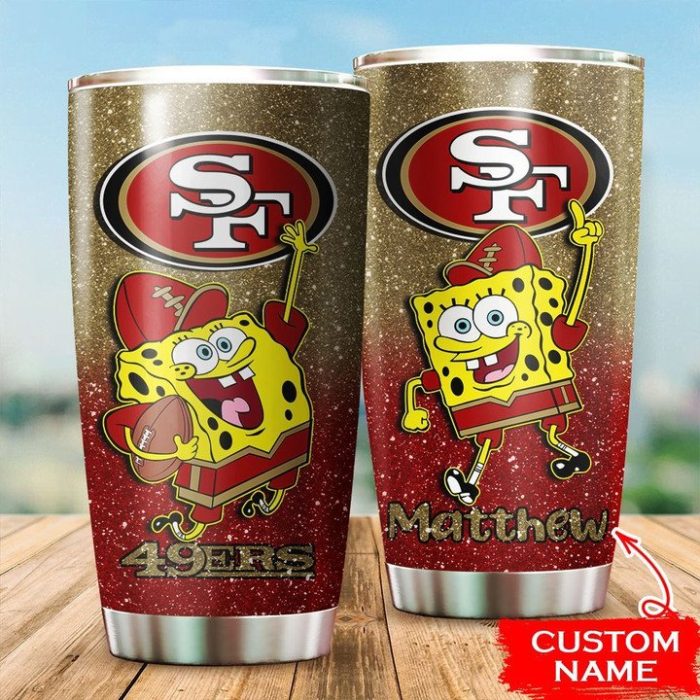 San Francisco 49Ers Custom Name Spongebob Squarepants Tumbler TB2388