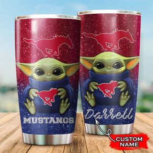 Smu Mustangs Baby Yoda Custom Name Tumbler TB0839