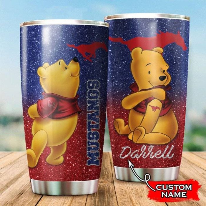 Smu Mustangs Pooh Custom Name Tumbler TB1017