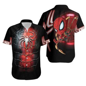 Spider Man No Way Home Iron Spider Suit Costume Chibi Version 3D Gift For Spider Man Fans Hawaiian Shirt