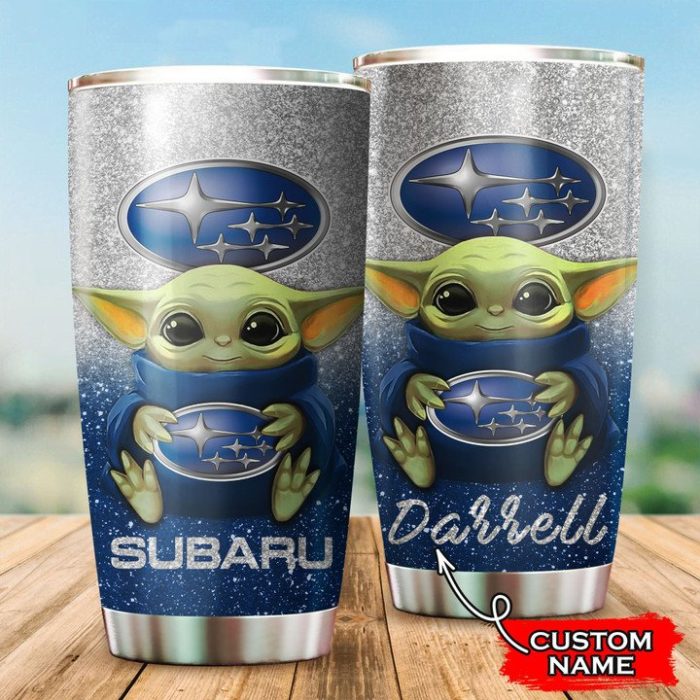 Subaru Baby Yoda Custom Name Tumbler TB0405