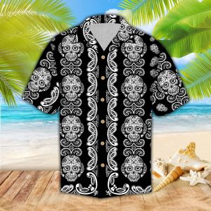Sugar Skull Pattern Hawaiian Shirt - Hawaiian Shirt For Women Men - Hawaiian Shirt Custom