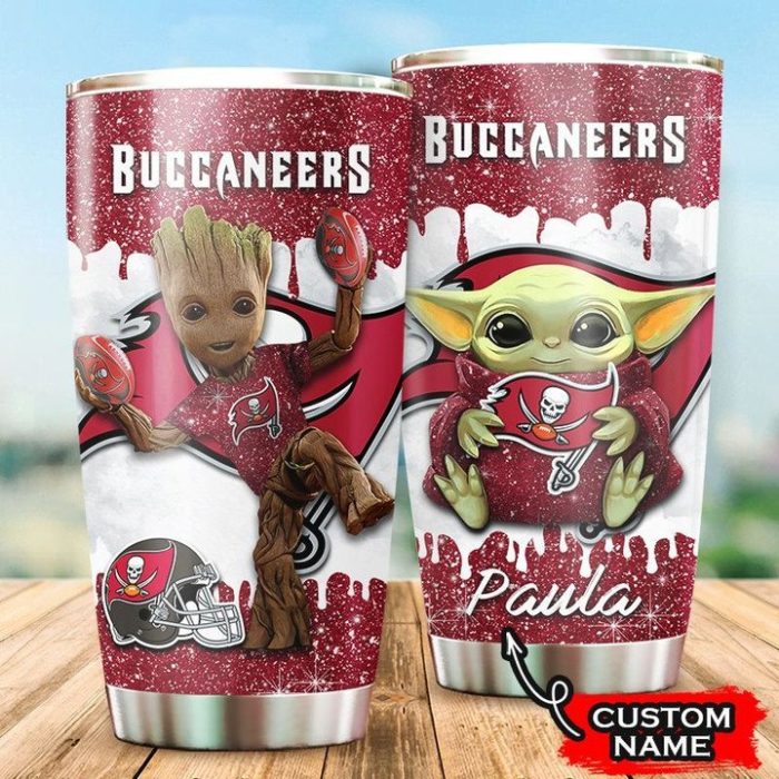 Tampa Bay Buccaneers Grogu Groot Custom Name Tumbler TB2480