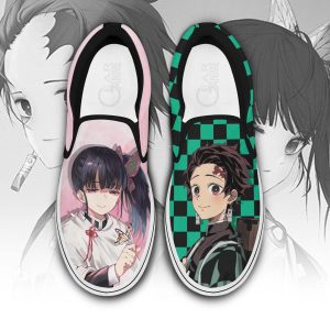 Tanjiro and Kanao Slip On Shoes Demon Slayer Custom Anime Shoes