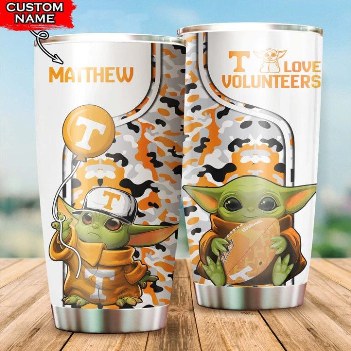 Tennessee Volunteers Tumbler Baby Yoda NCAA Custom Name TB2296