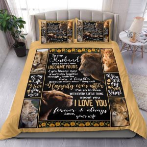 To My Husband Lion Bedding  Duvet Cover And Pillowcase Set