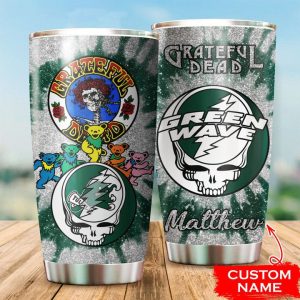 Tulane Green Wave Grateful Dead Custom Name Tumbler TB1505