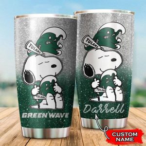 Tulane Green Wave Snoopy Custom Name Tumbler TB1656