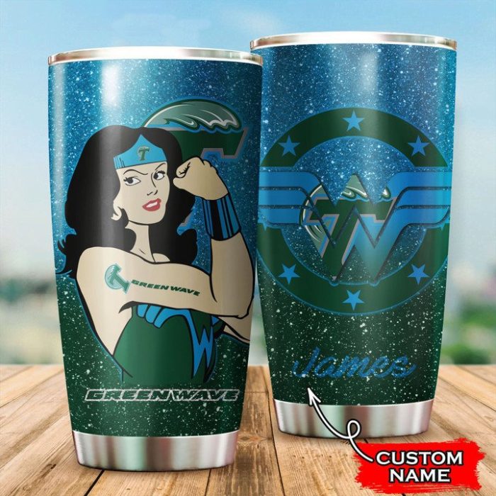 Tulane Green Wave Wonder Woman Custom Name Tumbler TB1956