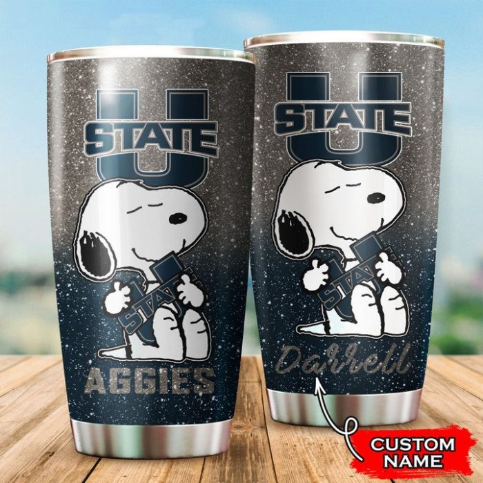 Utah State Aggies Snoopy Custom Name Tumbler TB1549