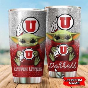 Utah Utes Baby Yoda Custom Name Tumbler TB0182